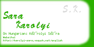 sara karolyi business card